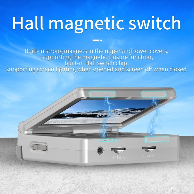 GiipGoop RG35XXSP Handheld Game Console RG35XX SP Clamshell Retro Game Console with 64G TF Card Preloaded Games 5532 Portable Gaming Console with 3.5 inch Screen 3300mAh Battery 5G WiFi Bluetooth HD Silver - Image 2